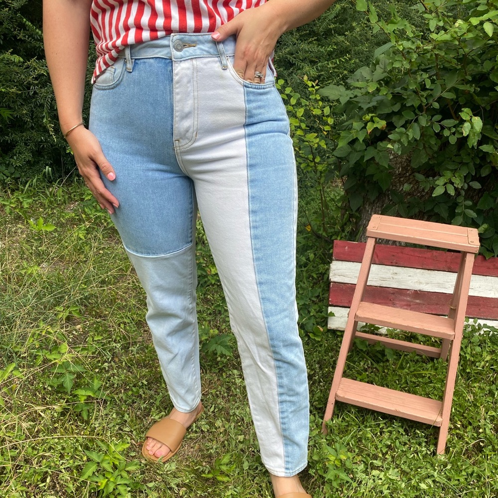 Patchwork denim jeans